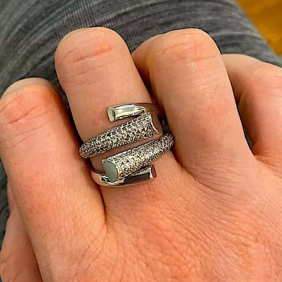 White Gold Micro Zircon Statement Ring - Picture 7 of 11